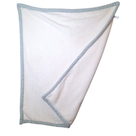 2023 Chick Pea Cream Bluish Gray Ribbed Trim Lovey Baby Blanket 30" X 36" - Picture 2 of 3
